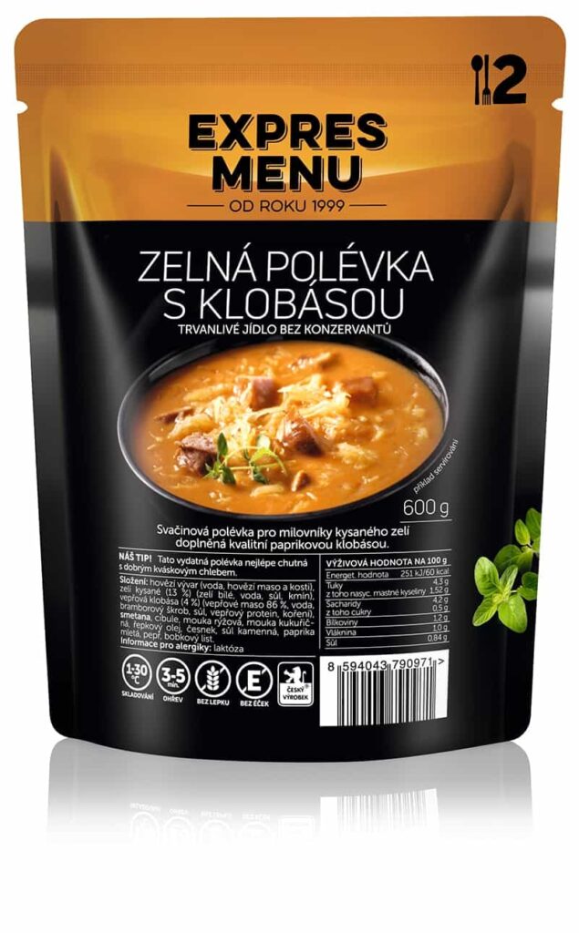 Bezlepková zelná polévka s klobásou od Expres Menu